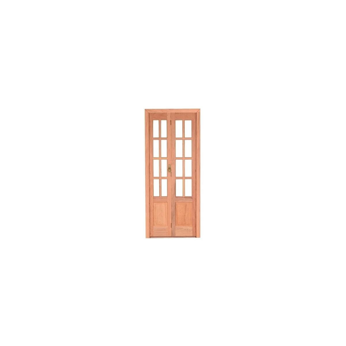 Porta Camarão Esel Eucalipto 74x213x12 Vidro Quadriculado Esquerda