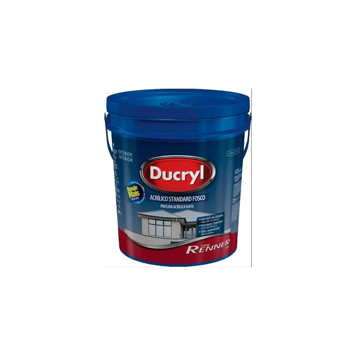 Tinta Acrílica Ducryl Branco Fosco 18l Renner para Interiores e Exteriores