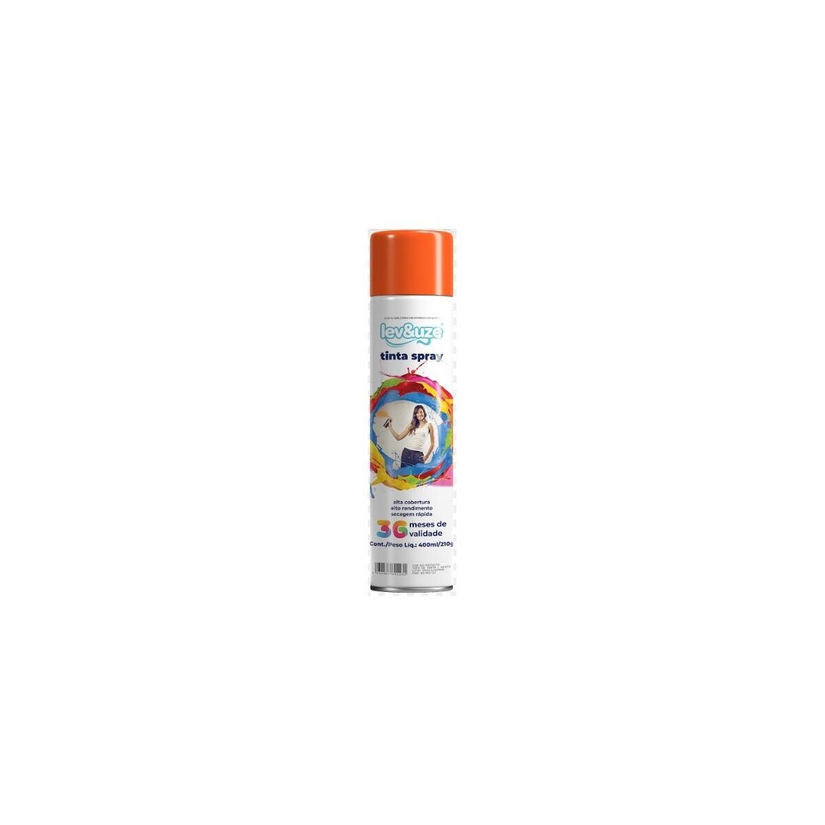 Tinta Spray Laranja Luminoso Lev&uze 400ml - Acabamento Vibrante