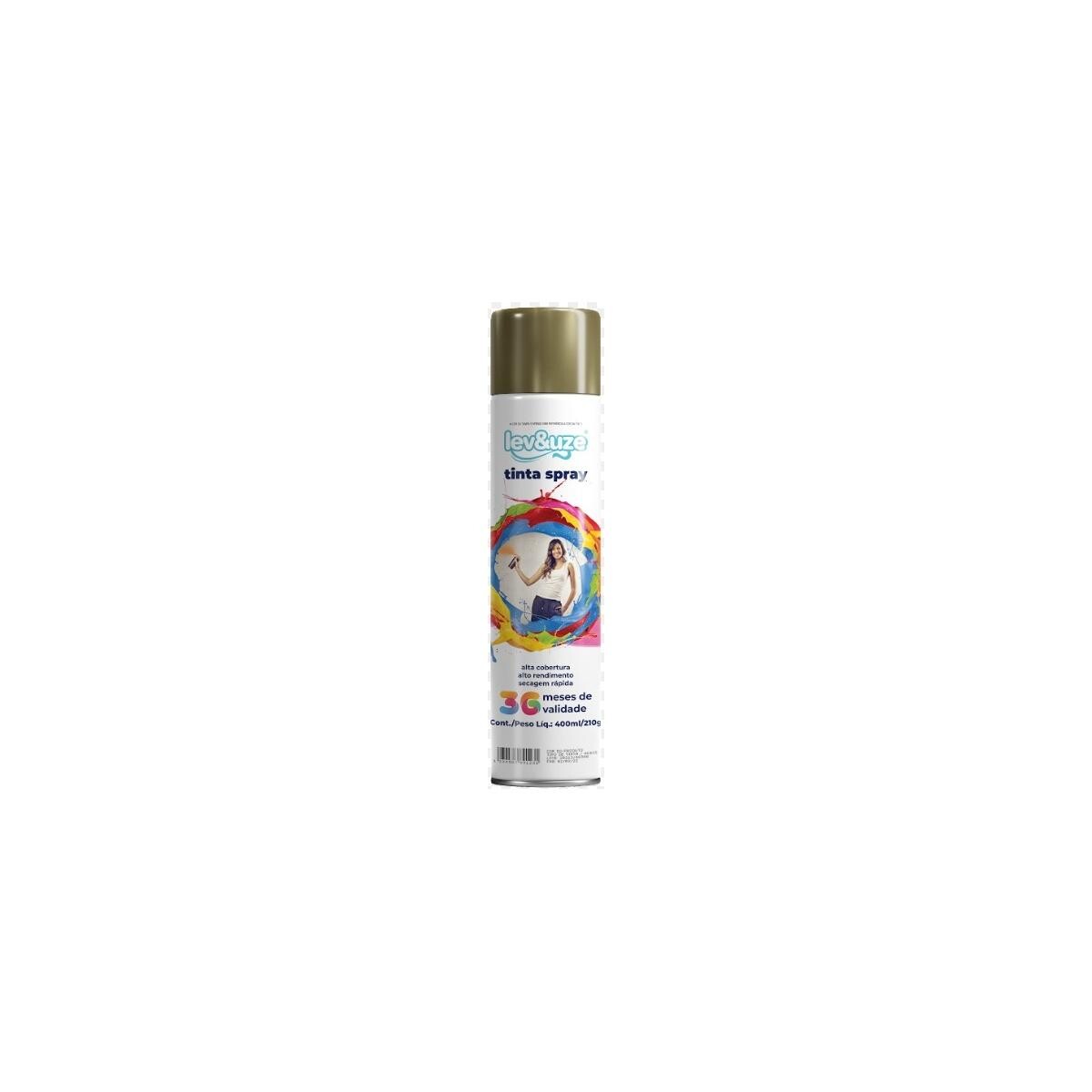 Tinta Spray Metálica Dourado Lev&uze 400ml - Alta Cobertura e Durabilidade