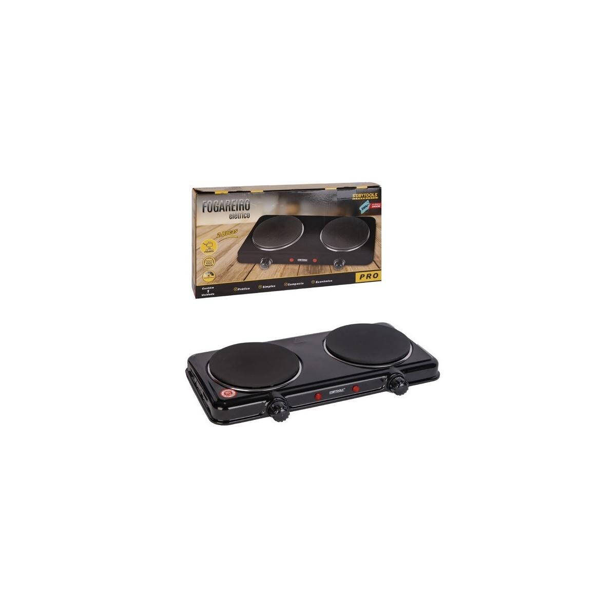 Fogareiro Elétrico Startools 2000w 220v 2 Bocas - Portátil e Robusto