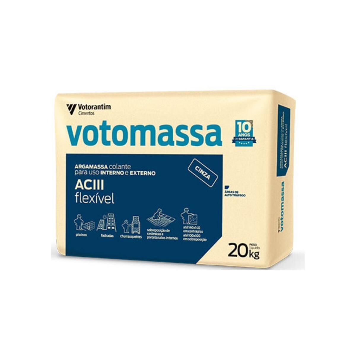 Argamassa Votomassa Aciii Flexível 20kg Cinza - Assentamento