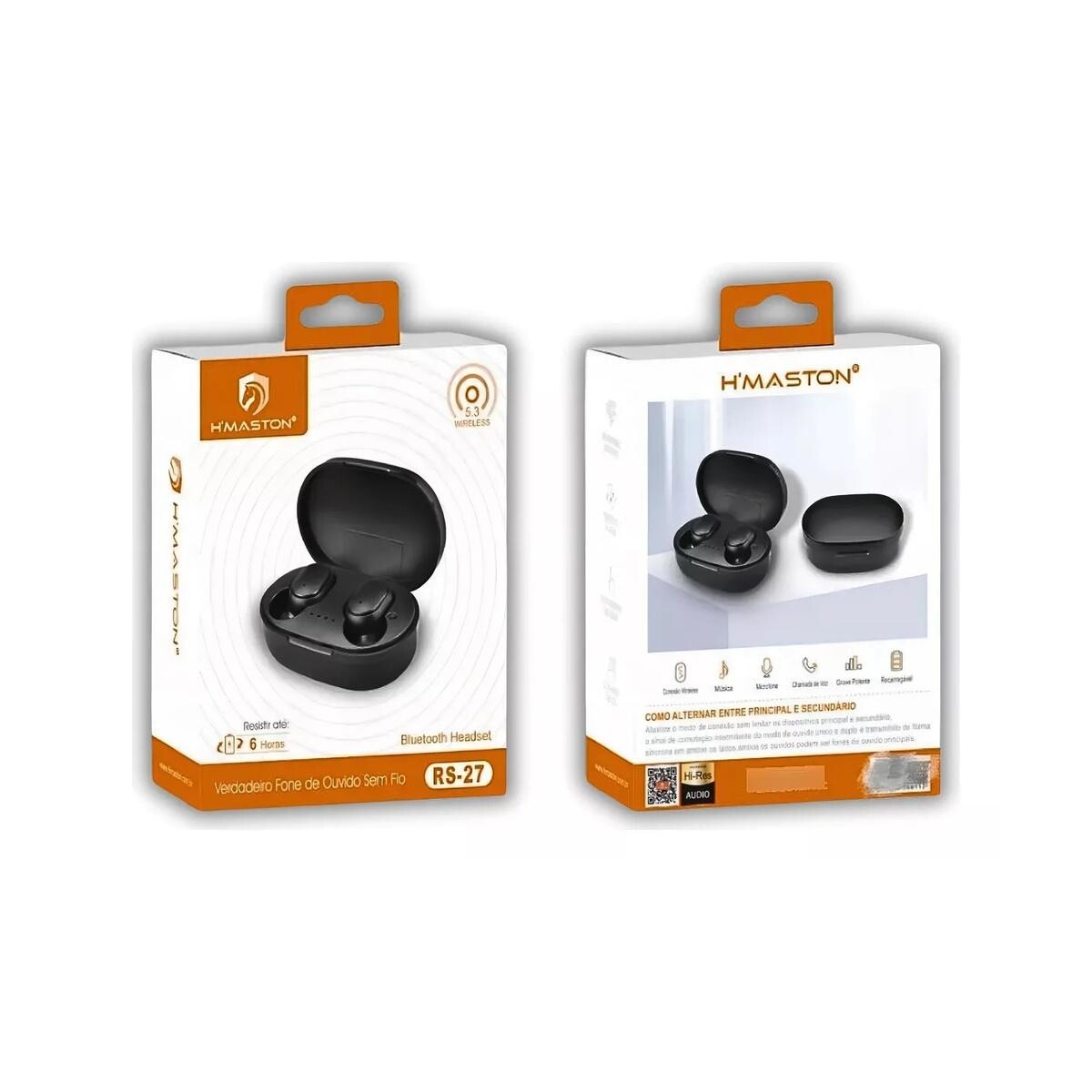 Fone de Ouvido Sem Fio Rs27 com Design Robusto