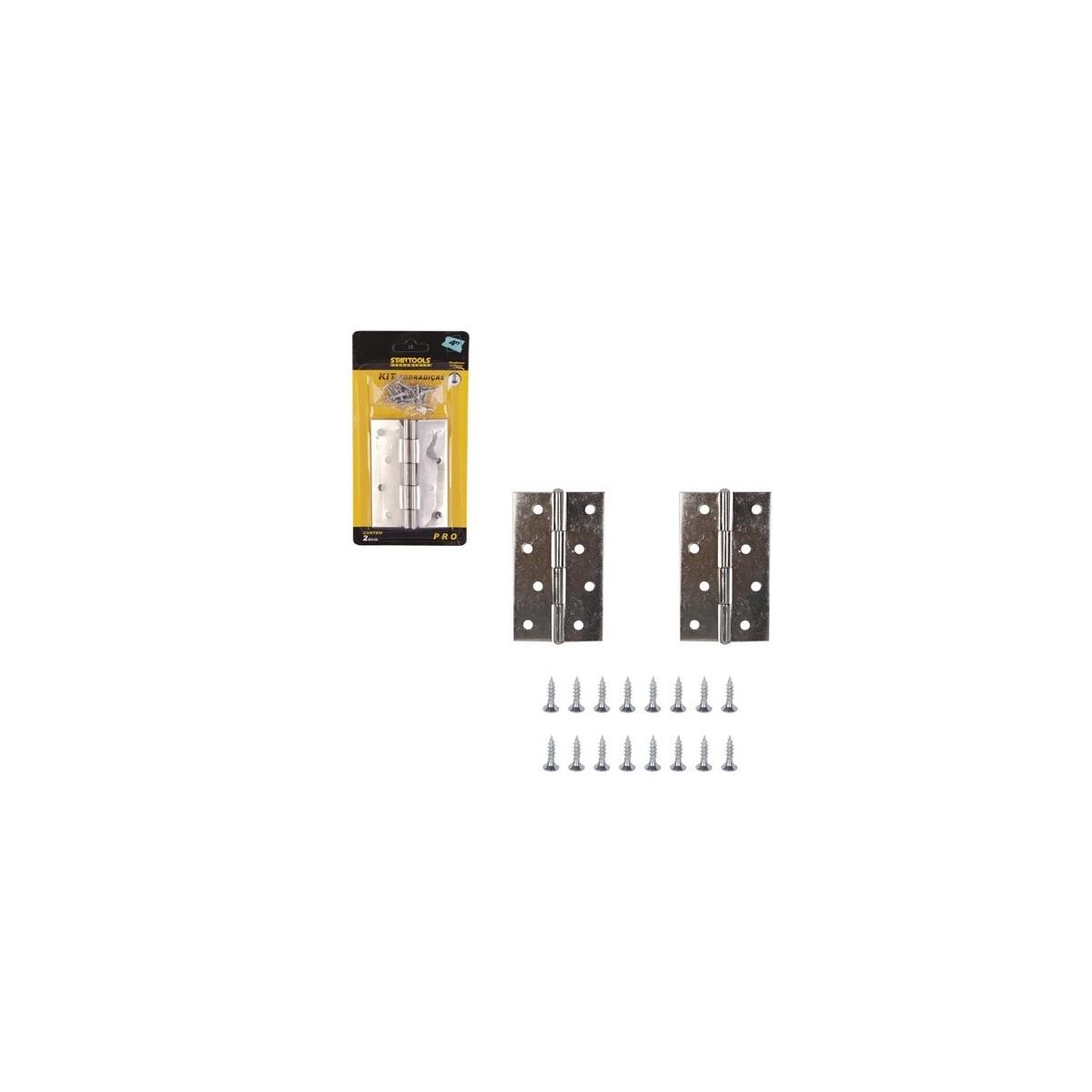 Dobradiças Pino Solto Zincadas N° 4 Startools - Kit com 2 e Parafusos