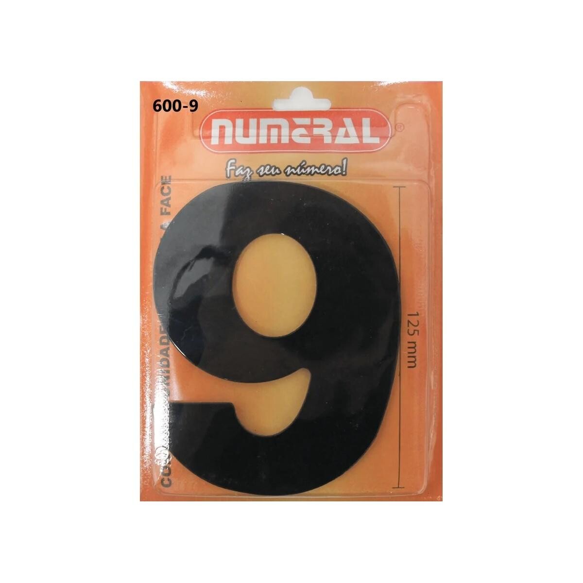 Número Residencial 3d 125mm Preto Nº 9 para Casa e Fachada
