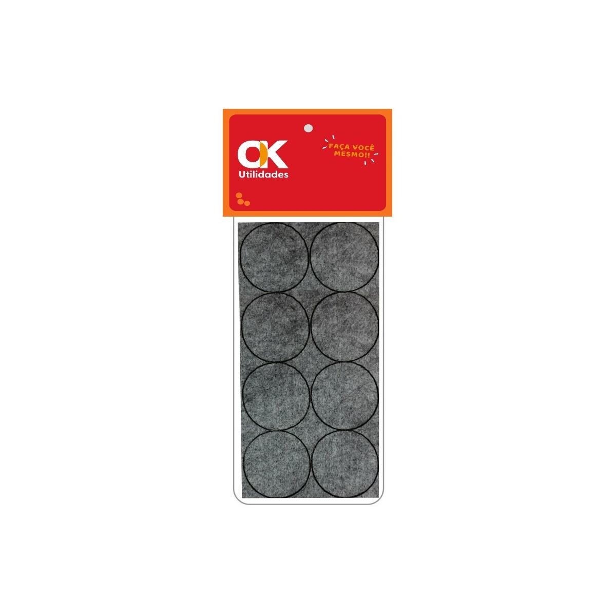 Feltro Redondo 25mm Ok Utilidades Autoadesivo Antirrisco 2mm