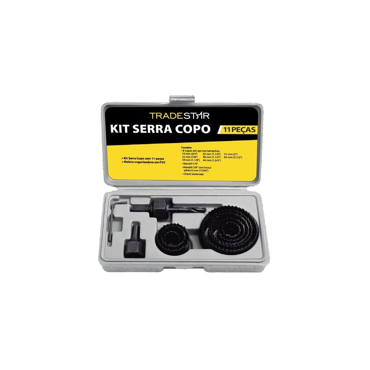 Kit Serra Copos Tradestar 11 Peças para Madeira e Gesso