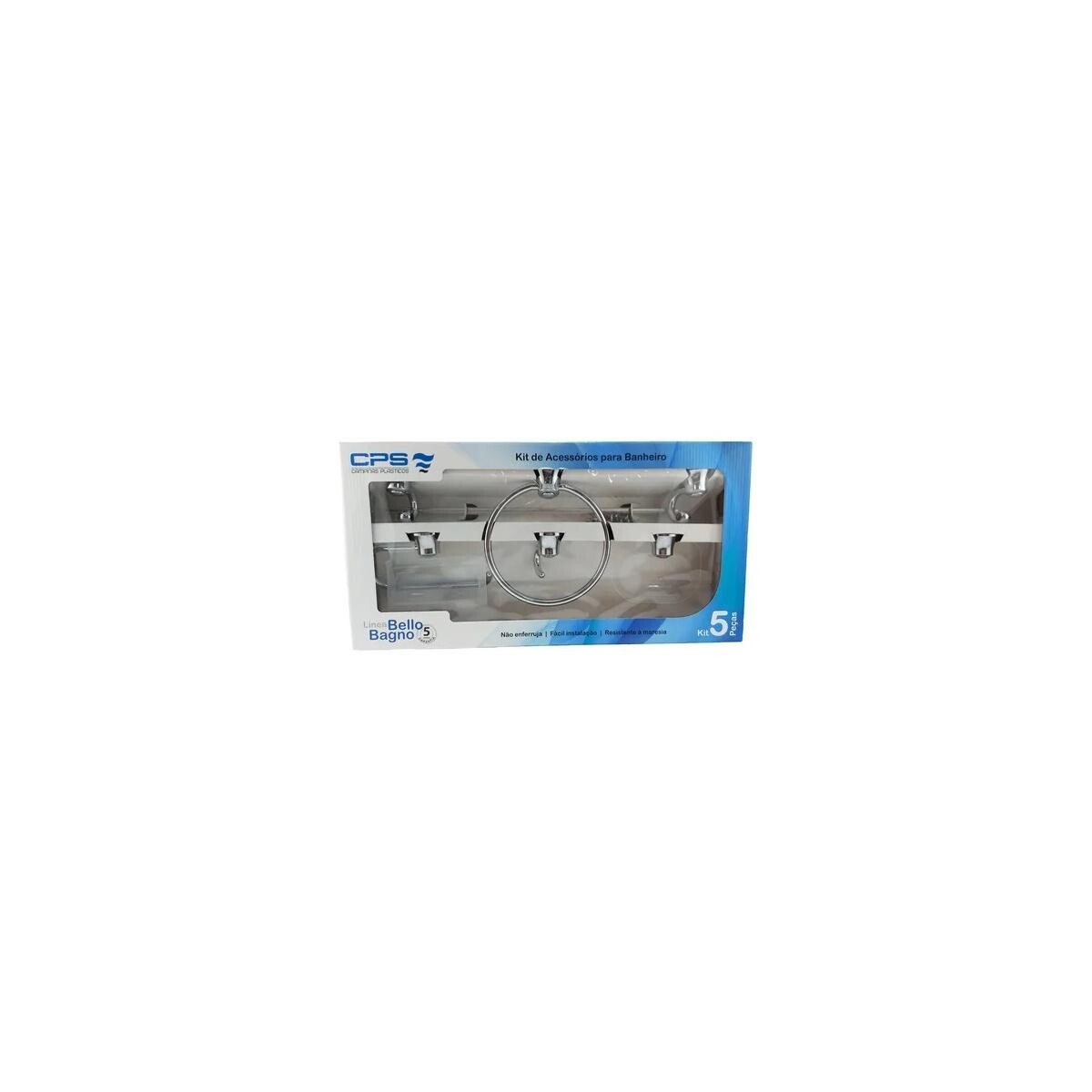 Kit Acessórios para Banho Bello Bagno 5 Peças Cristal