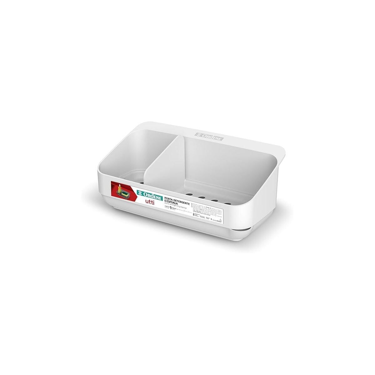 Porta Detergente e Esponja Plástico Branco Utti para Cozinha