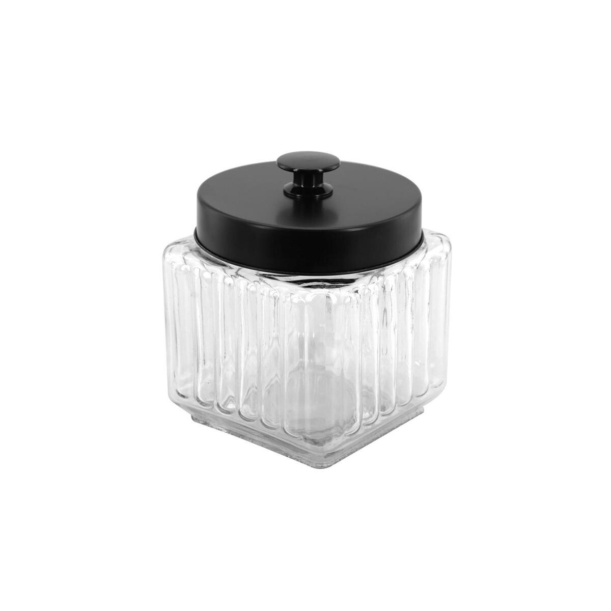 Pote de Vidro Quadrado 800ml com Tampa Preta - Armazenamento Durável