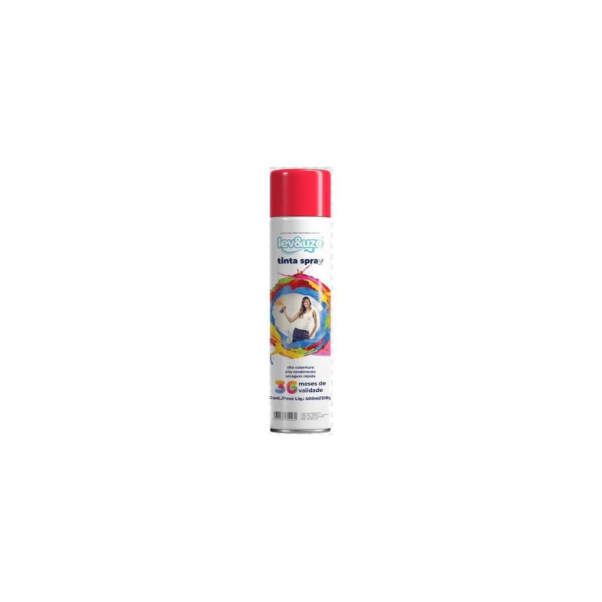 Tinta Spray 400ml Lev&amp;uze Luminoso Vermelho - Alta Durabilidade