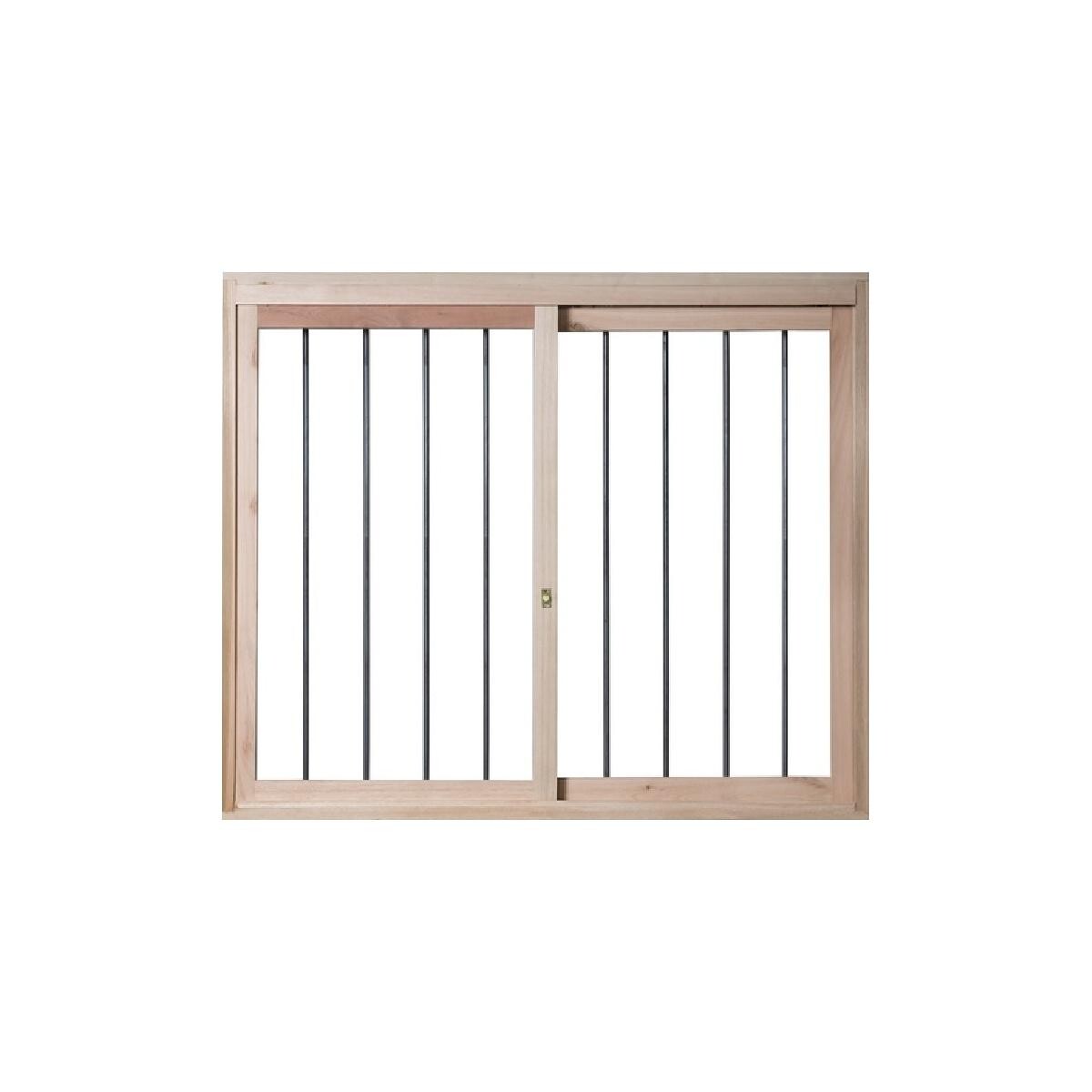 Janela de Correr Esel Eucalipto Je221 150x100x12cm C/ Vidro e Grade