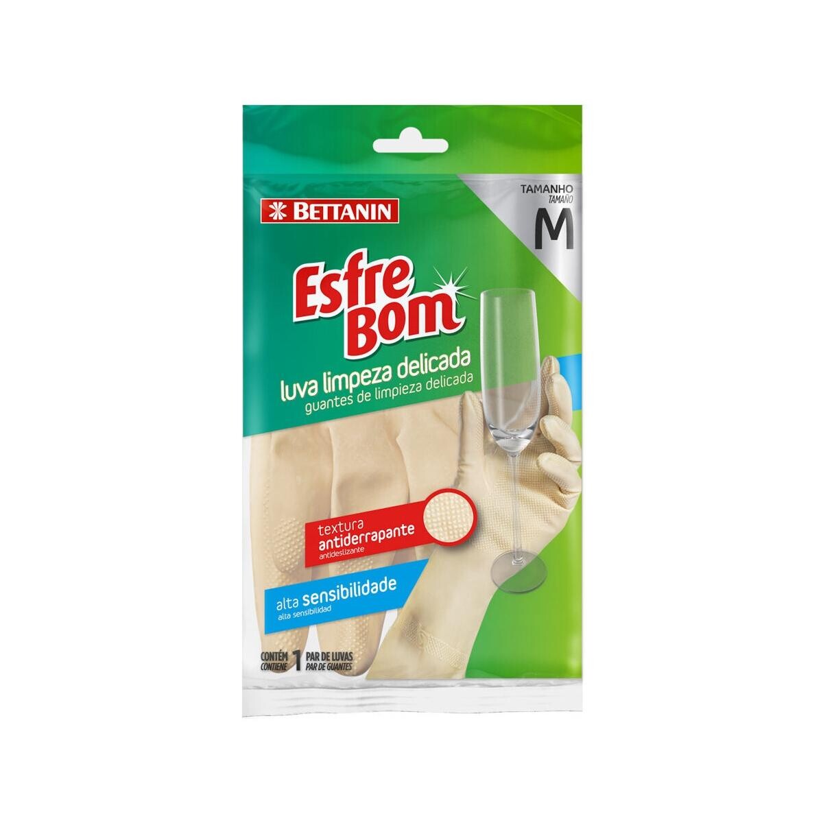 Luva de Limpeza Delicada M Látex Bettanin Esfrebom