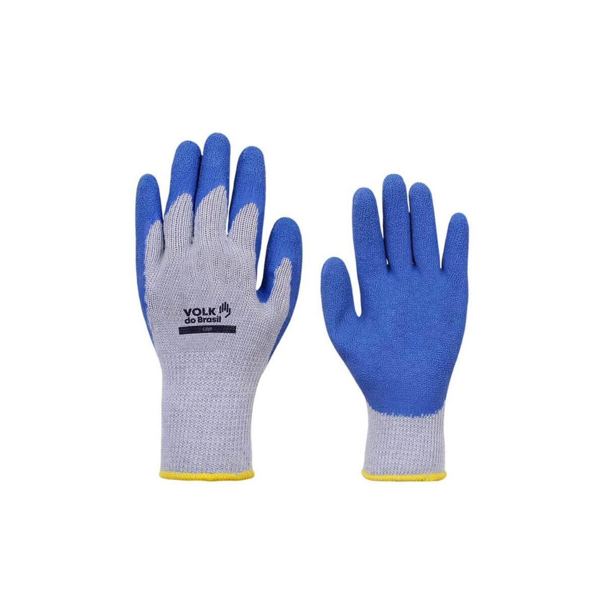 Luva de Segurança Volk Malha Látex Azul Grip Tamanho Eg
