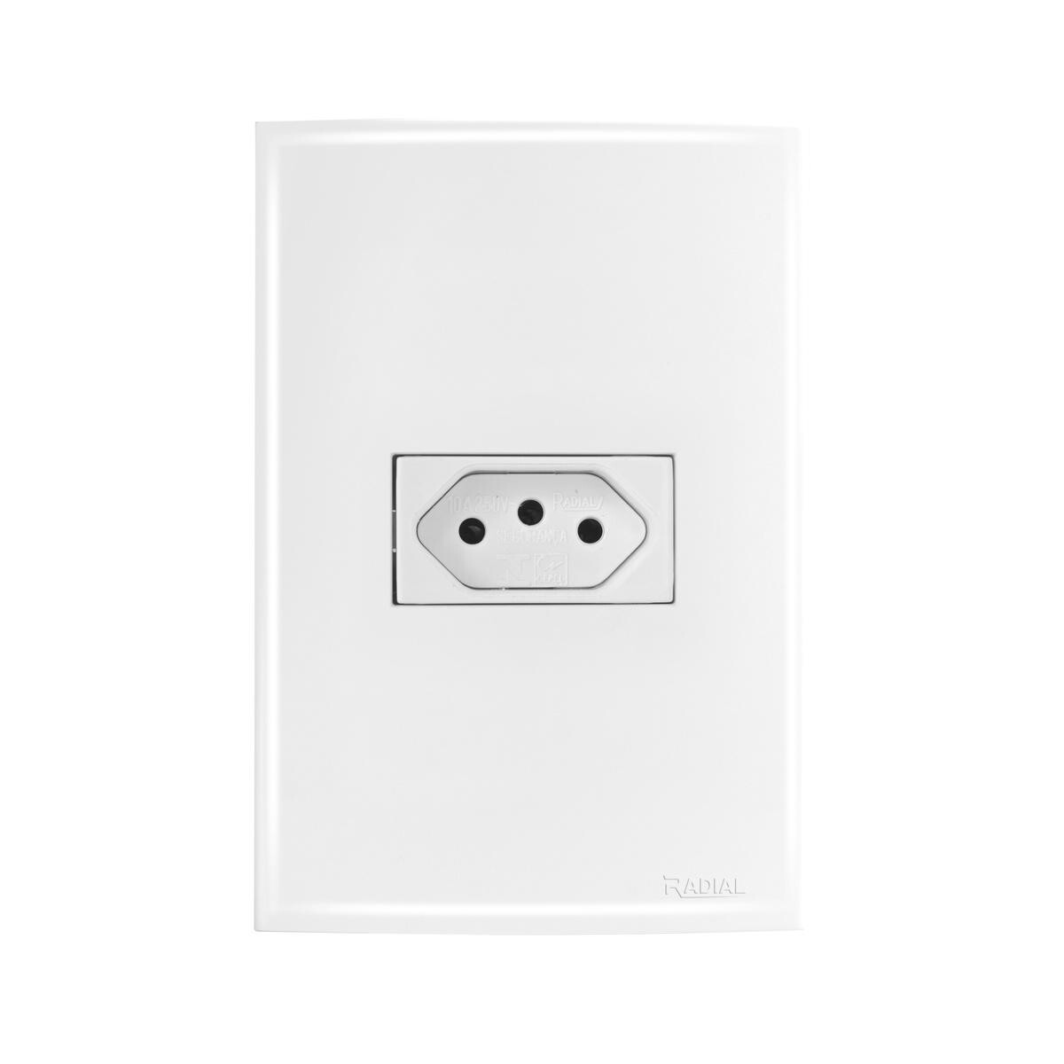 Tomada Embutir Simples 20a Radial com Placa Ouro Branco