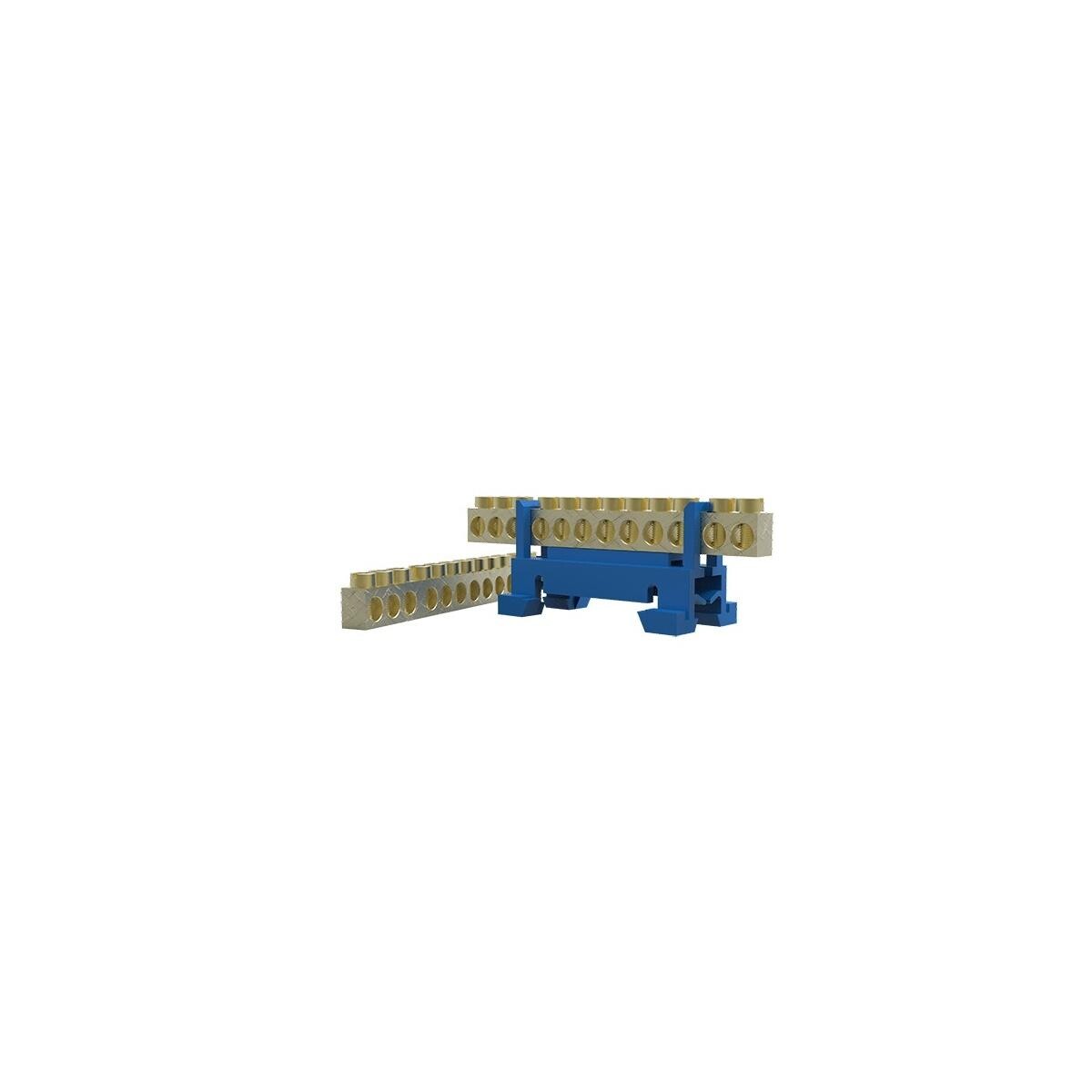 Barramento Neutro 12 Furos Azul C/ Suporte Din Electrosafe
