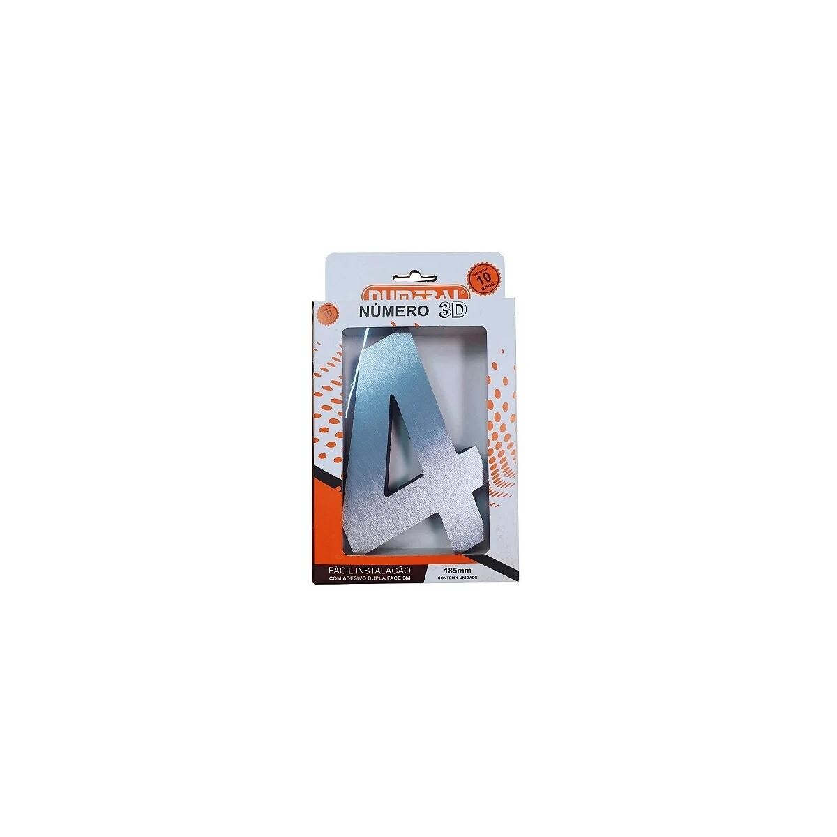 Número Residencial 3d 185mm Aço Escovado Nº 4