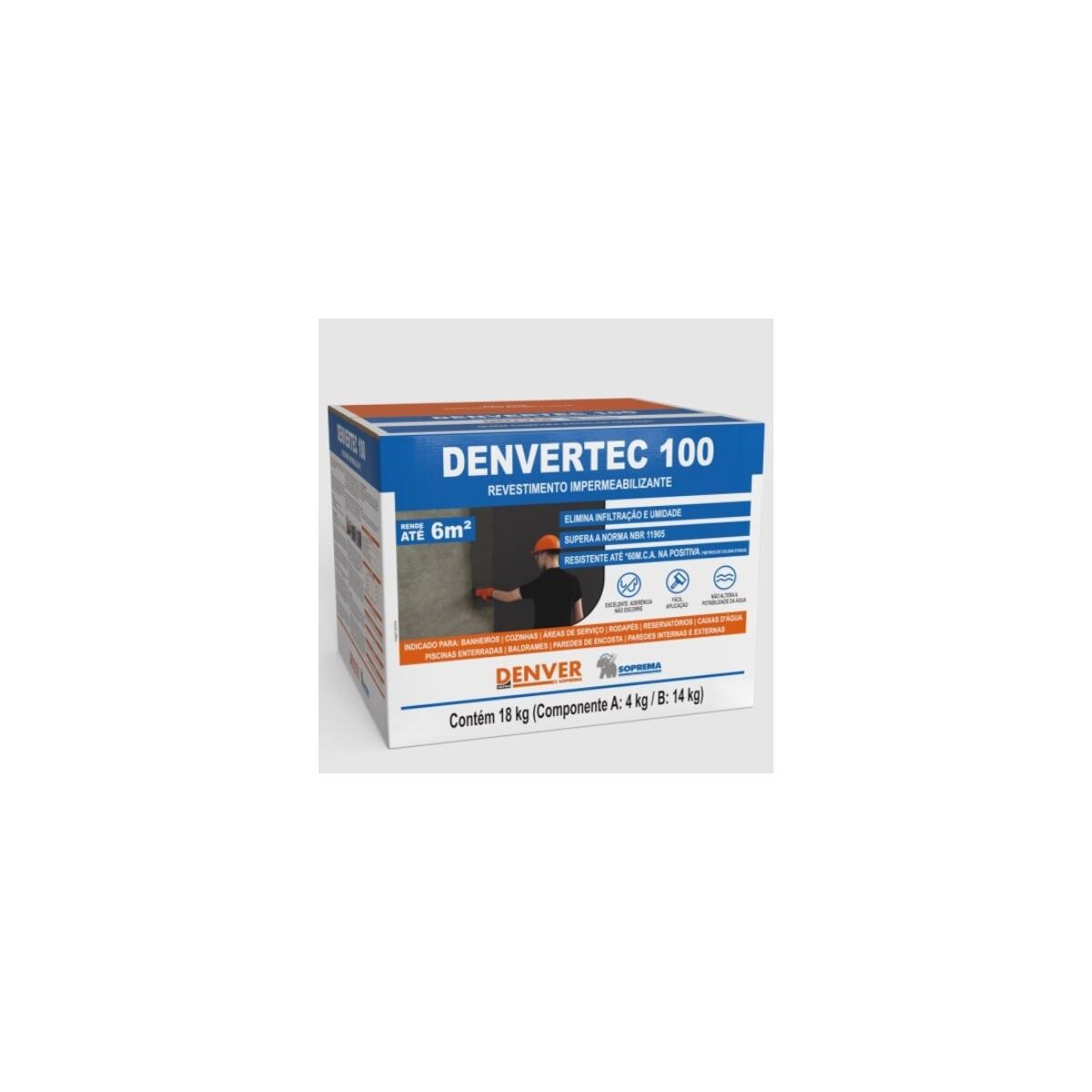 Impermeabilizante Denvertec 100 Caixa 18kg para Construção Civil