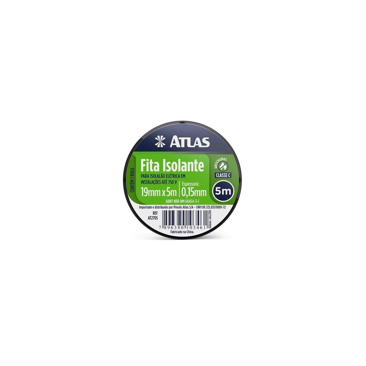 Fita Isolante Atlas 5m Preta