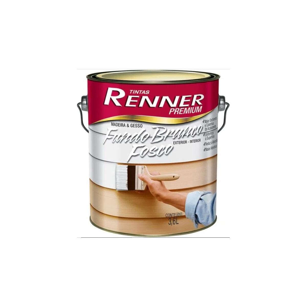Fundo Branco Fosco Renner 3,6l - Base para Pintura de Alta Qualidade