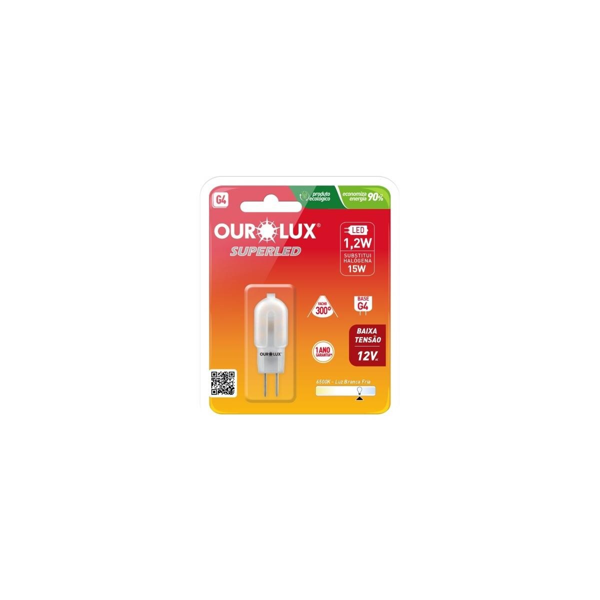 Lâmpada Bipino Led Halopin Ourolux 1.2w 12v G4 Frio Fosca