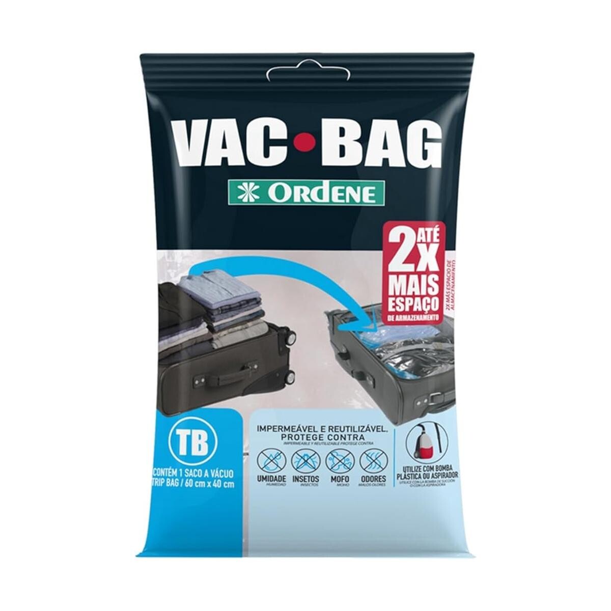 Saco Plástico para Armazenamento a Vácuo Gab Vac 60x40cm