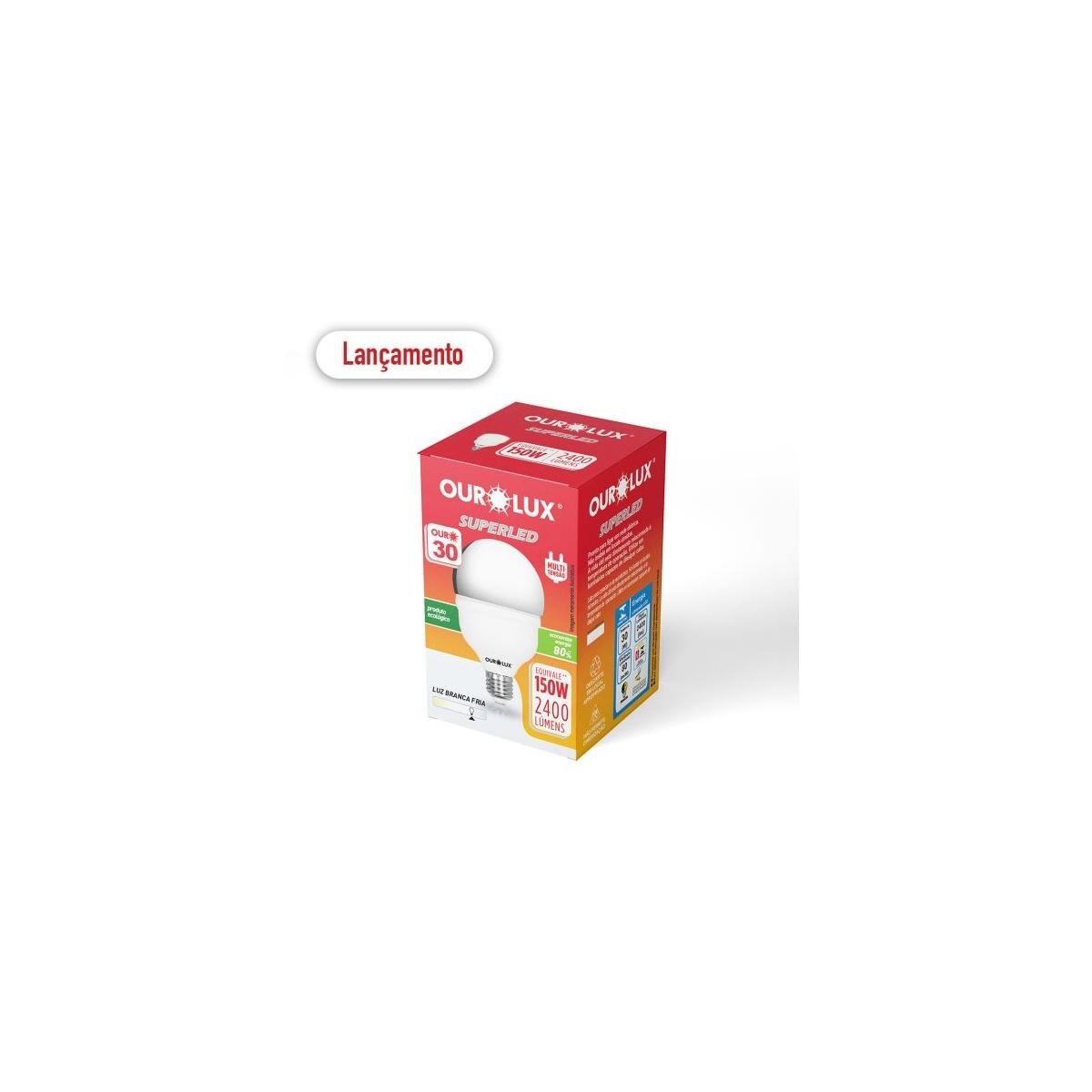 Lâmpada Led Alta Potência Ourolux 30w 6500k Branco Frio E27