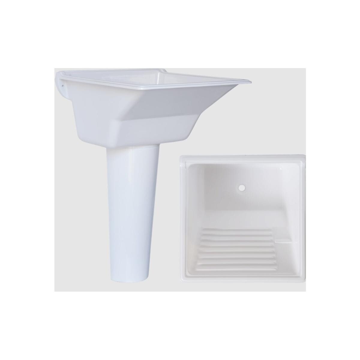 Tanque de Lavar com Coluna Fibrablu Mármore Sintético Branco