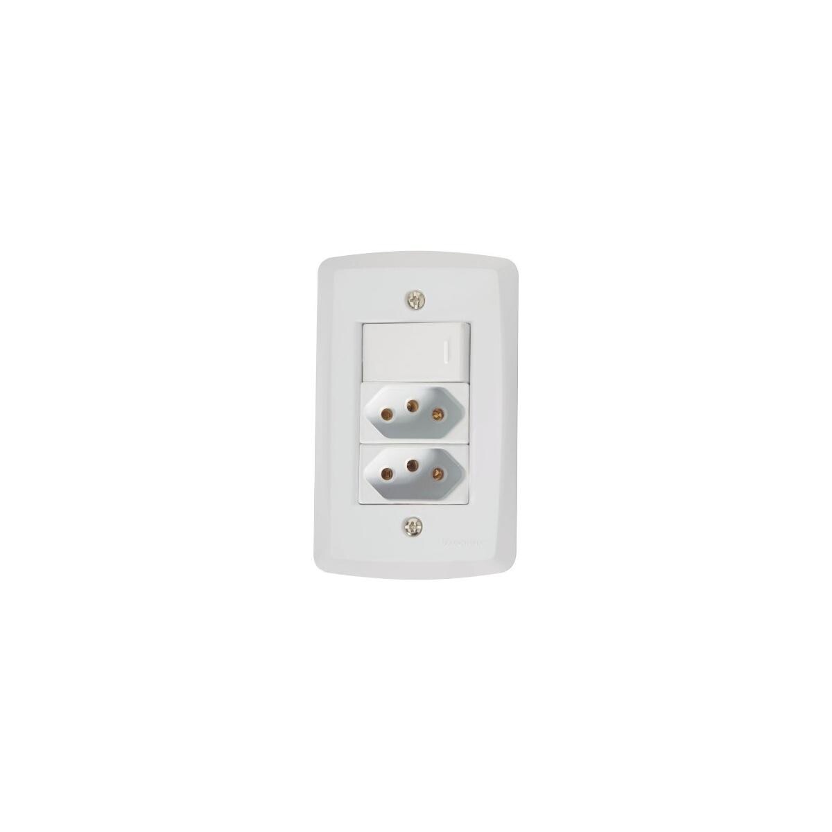 Interruptor 1 Tecla + 2 Tomadas 10a Tramontina Lux2 Branco