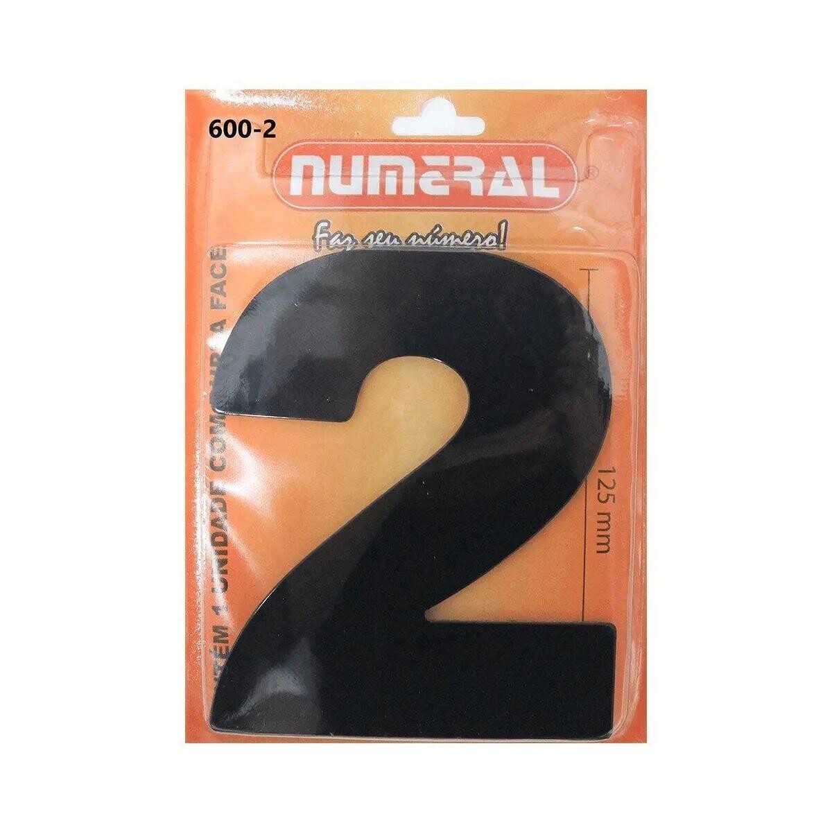 Número Residencial 3d 125mm Preto Numeral Nº 2