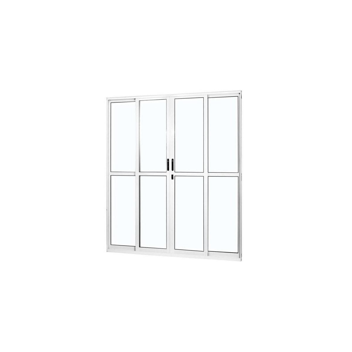 Porta de Correr Mgm Alumínio 4 Folhas 160x210 Branca Vidro