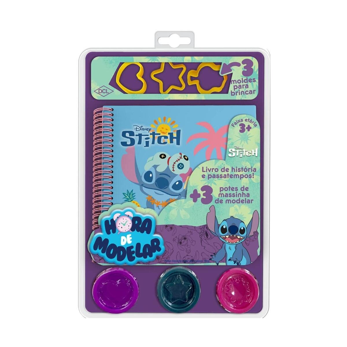 Kit Massa Modelar Disney Dcl Stitch Hora de Modelar Infantil Educativo