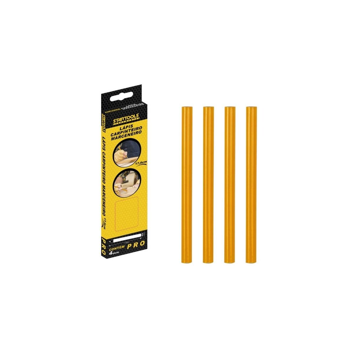 Lápis Carpinteiro Startools 17,6cm Kit 4 Unidades para Marcação