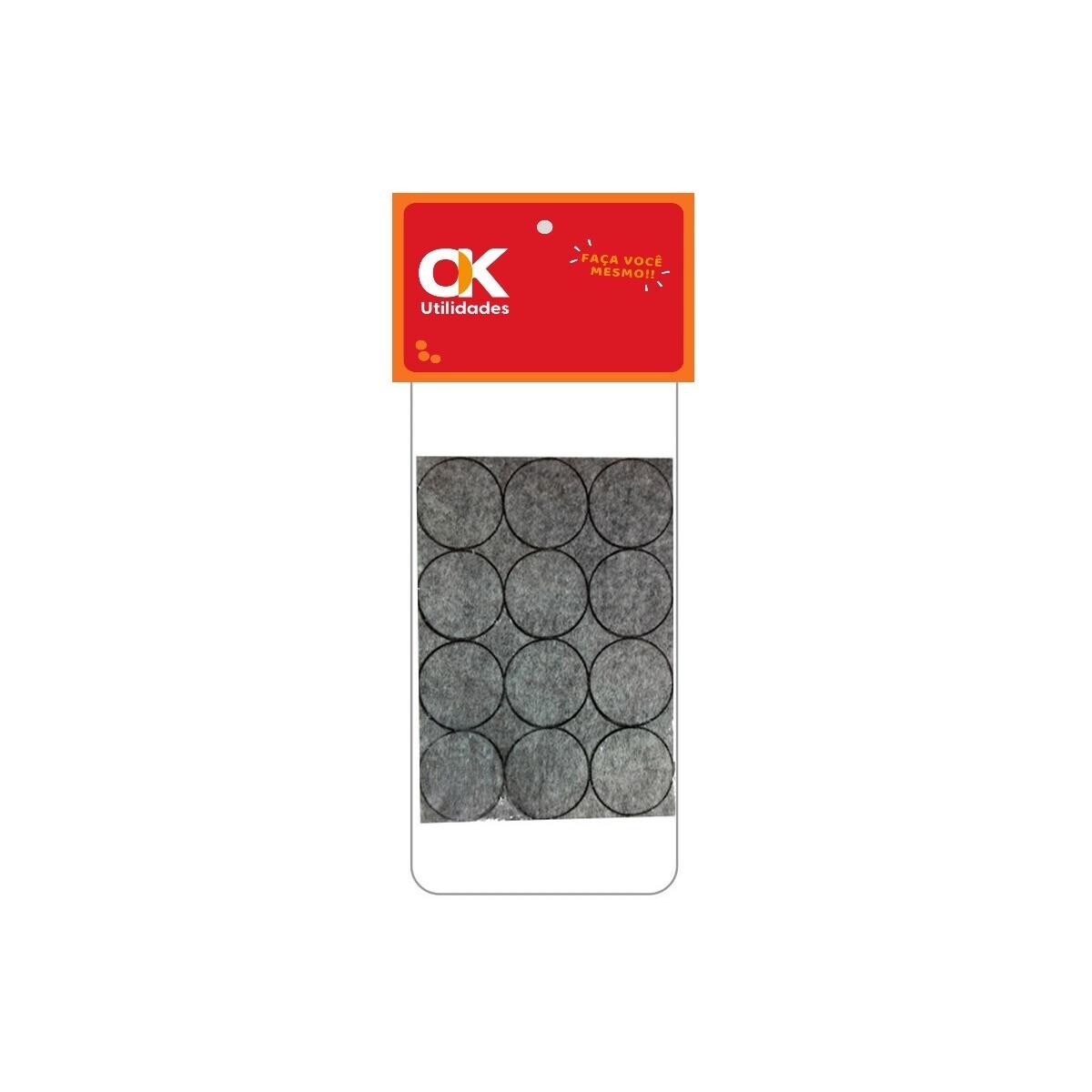 Feltro Redondo Adesivo Ok Utilidades 20x20x2mm Proteção Móveis