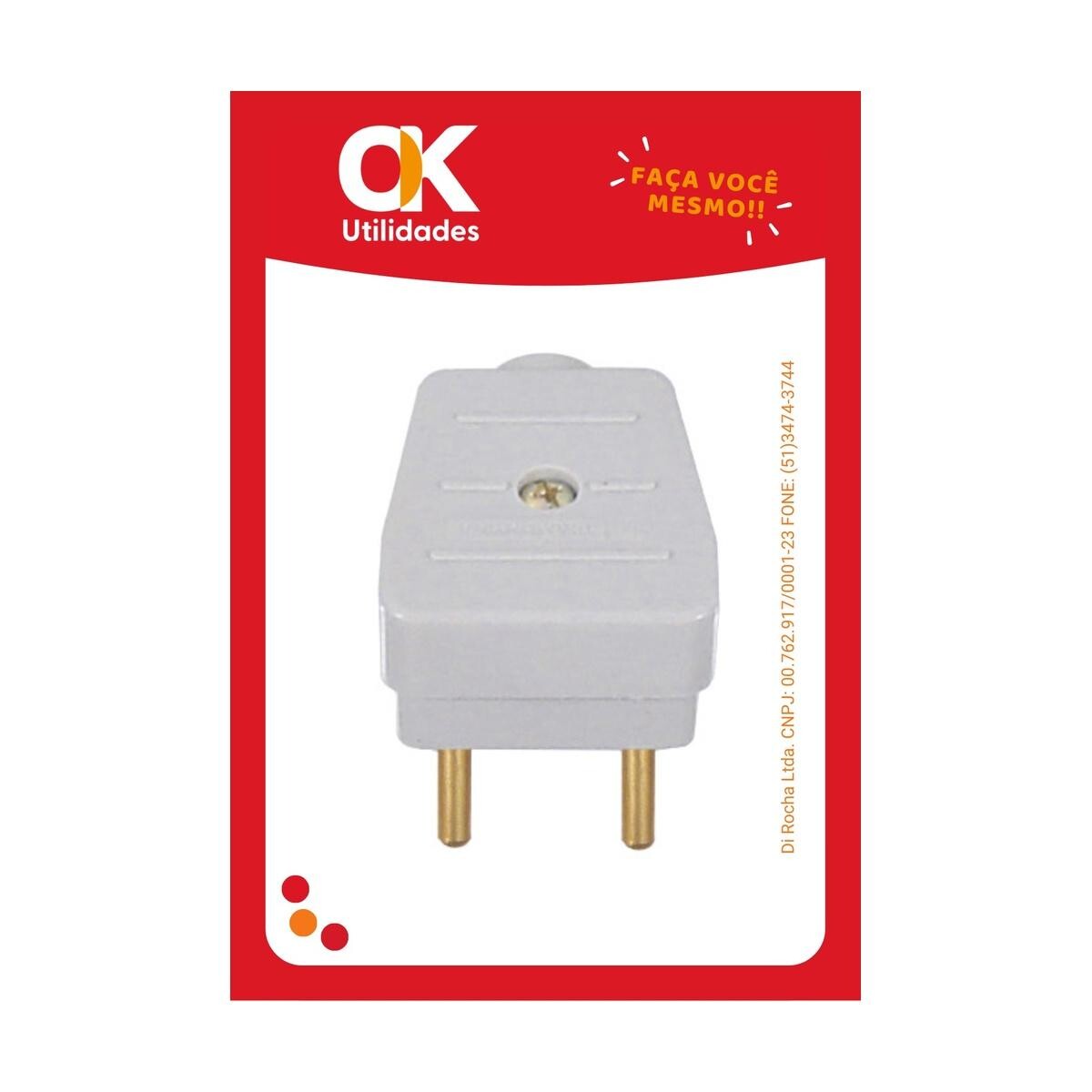 Plug Macho Triangular Ok Utilidades 2p+t Padrão Abnt Nbr 14136