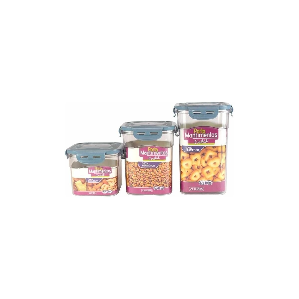 Porta Mantimentos Cristal 2l Lig Brink - Transparente, 2 Litros