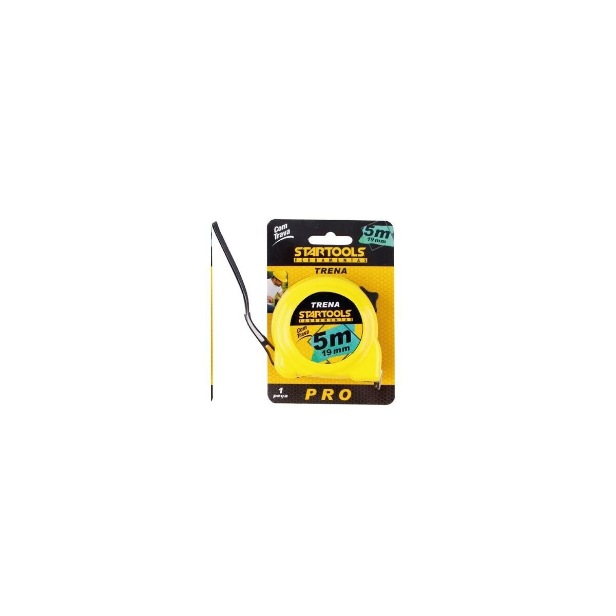 Trena 5m Aço Emborrachada Startools Retrátil com Trava e Gan