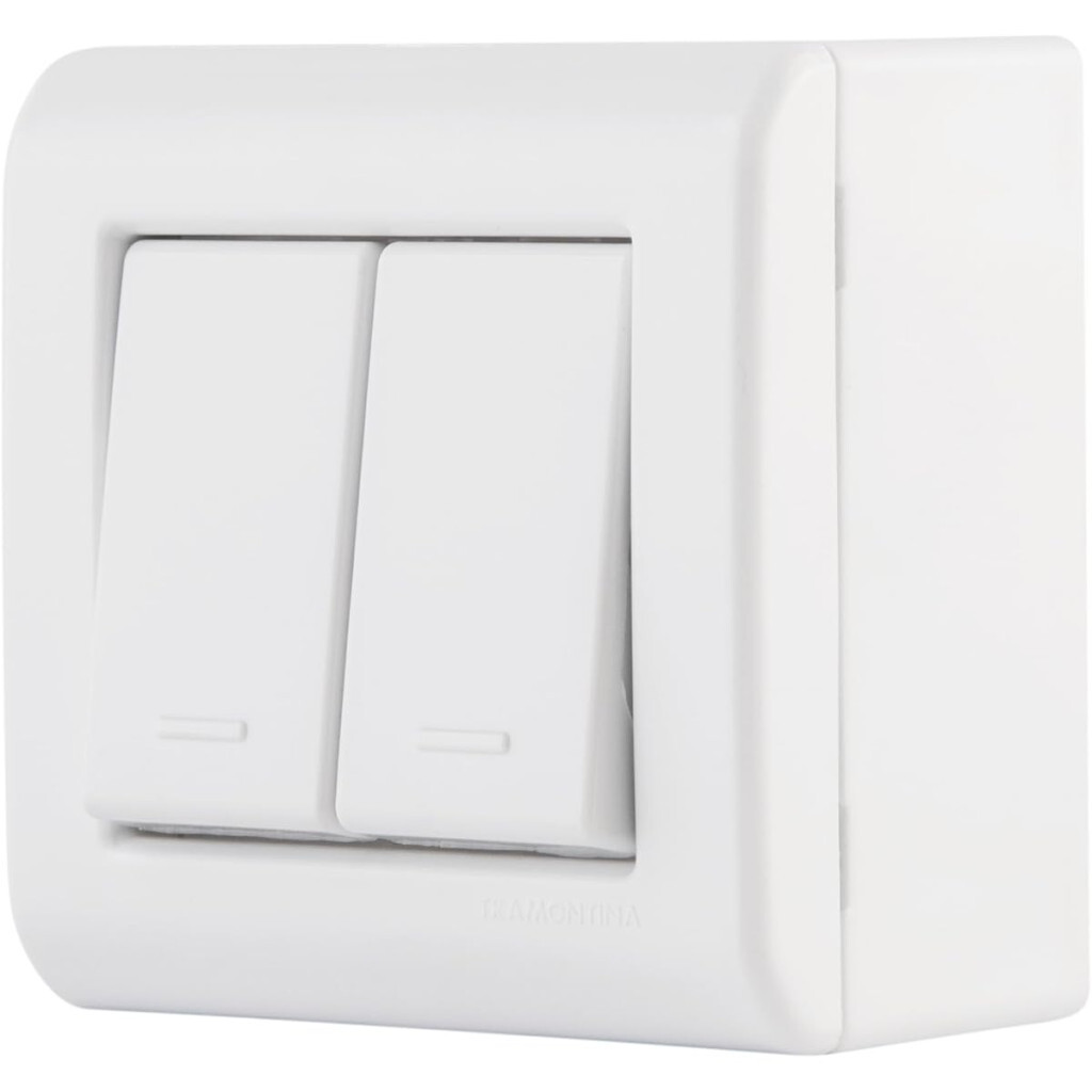 Caixa de Sobrepor com 2 Interruptores Simples 10a 250v Linha Lizflex Branca - Tramontina (ref: 57304/011)