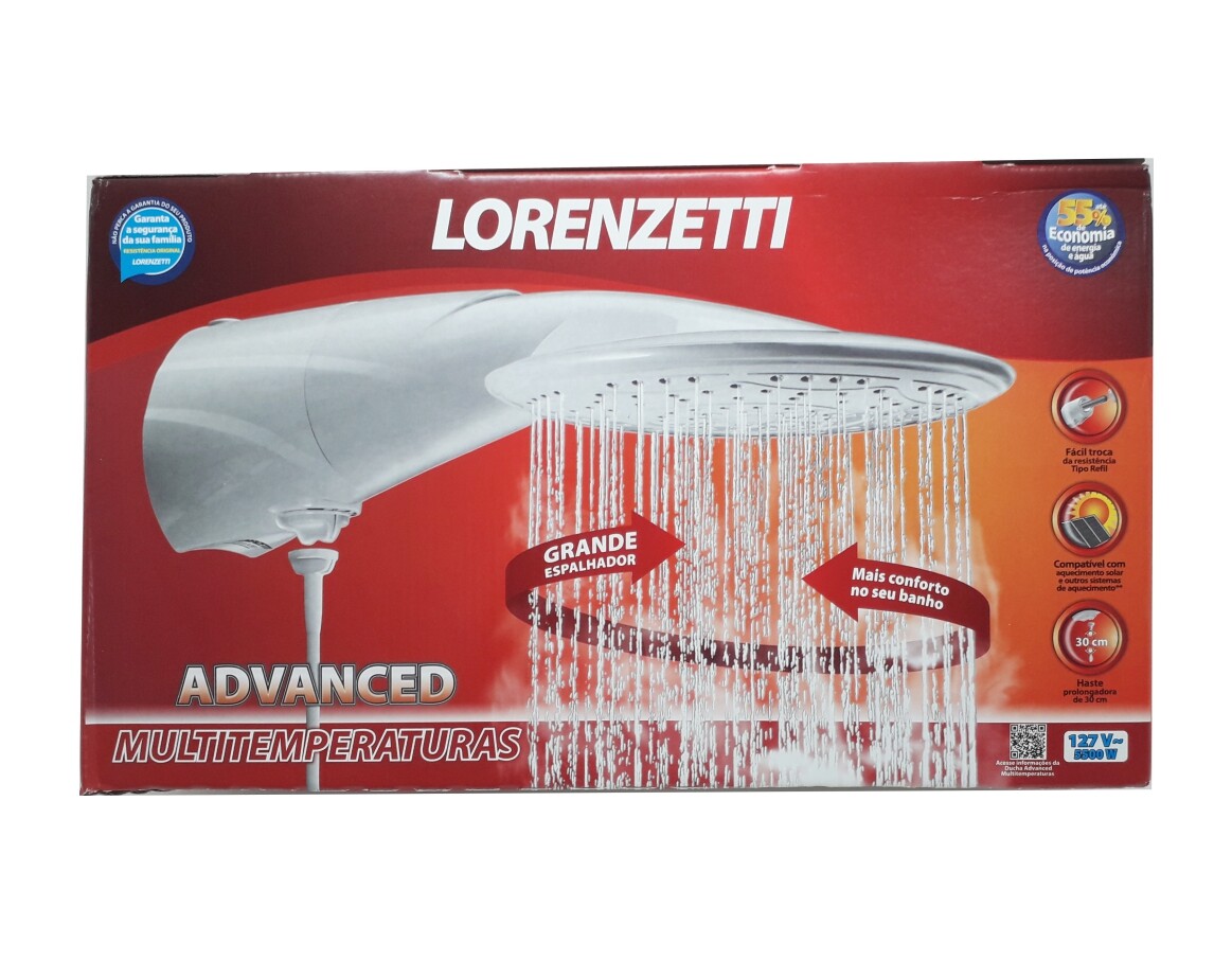 Chuveiro Ducha Advanced Multitemperaturas 5500w 127v (110v) Branca - Lorenzetti (ref: 7510501 / 7510504)