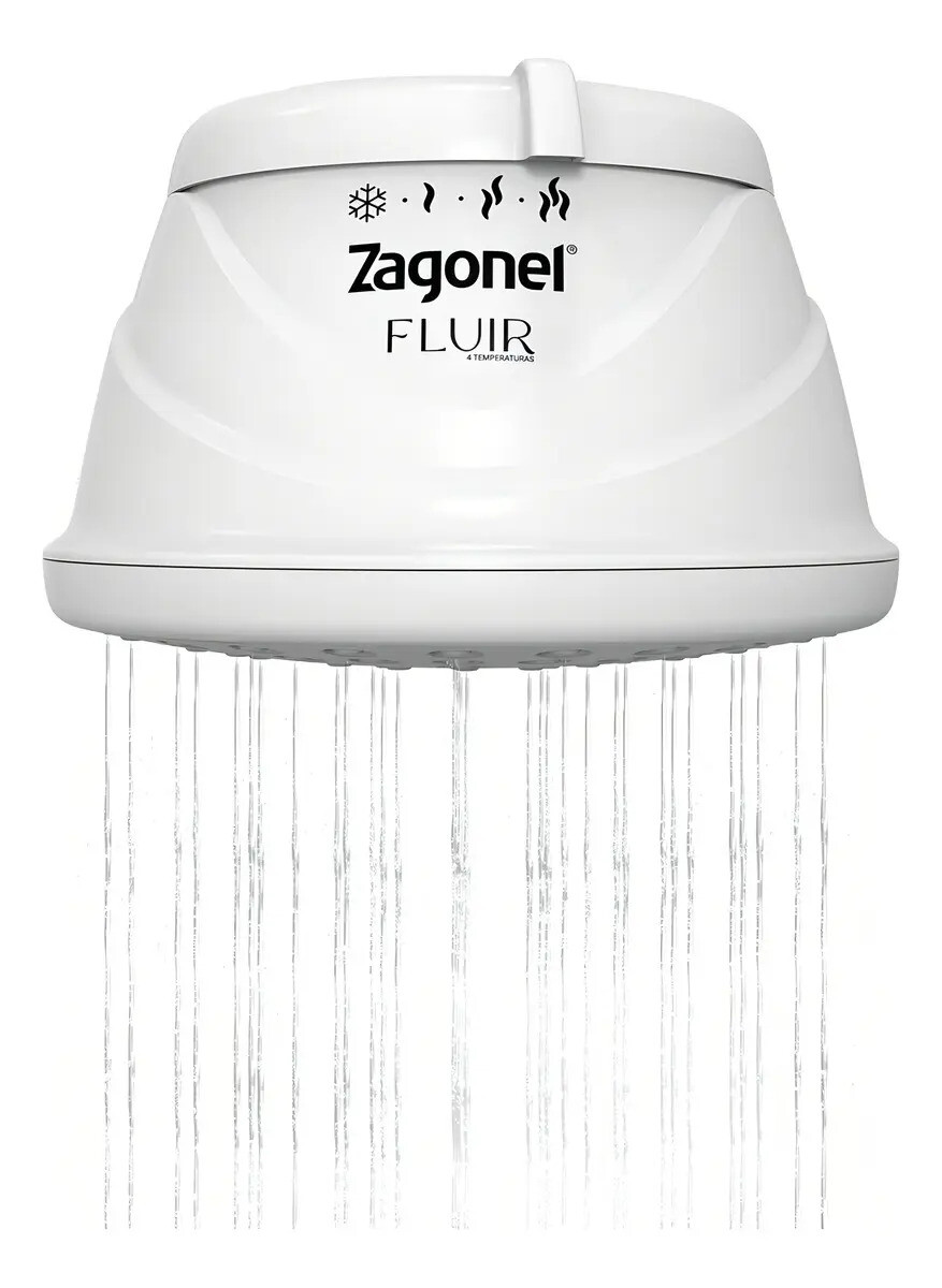 Chuveiro Ducha Multitemperatura Fluir 4t 5500w 127v (110v) Branco - Zagonel (ref: Dfr4t55127br01)