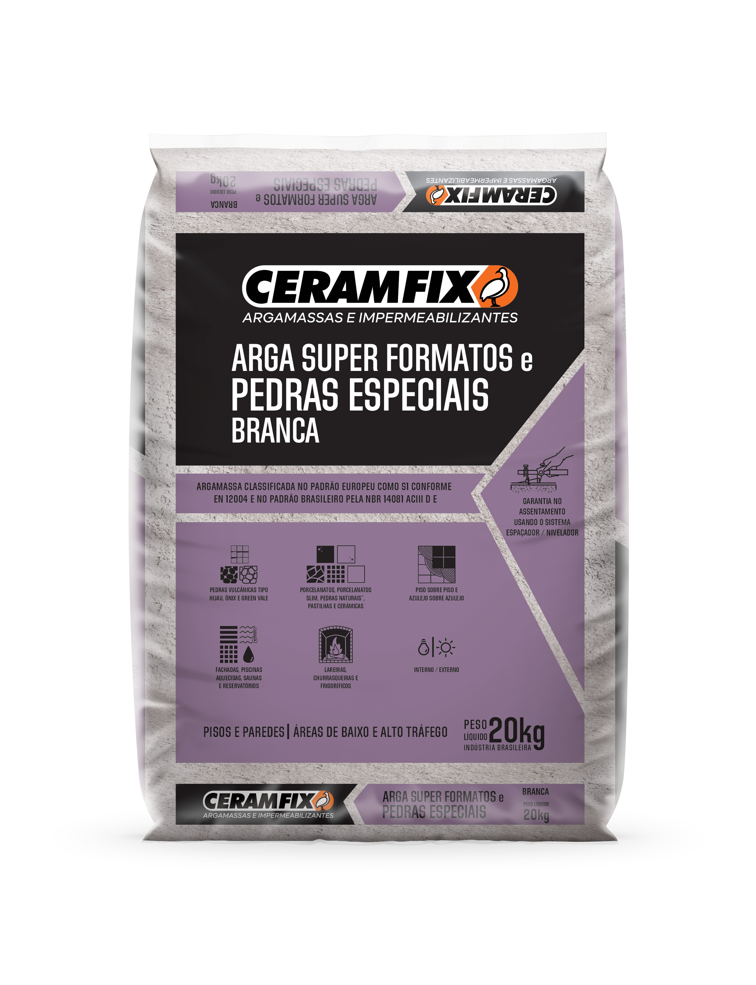 Argamassa Ceramfix Ac3 20kg Super Formatos e Pedras Especiais Branca