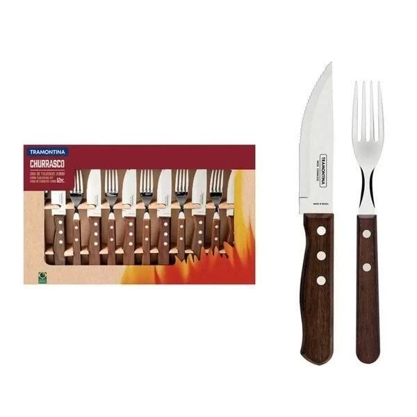 Conj Faca+garfo Churr Inox 12pcs Jumbo 2