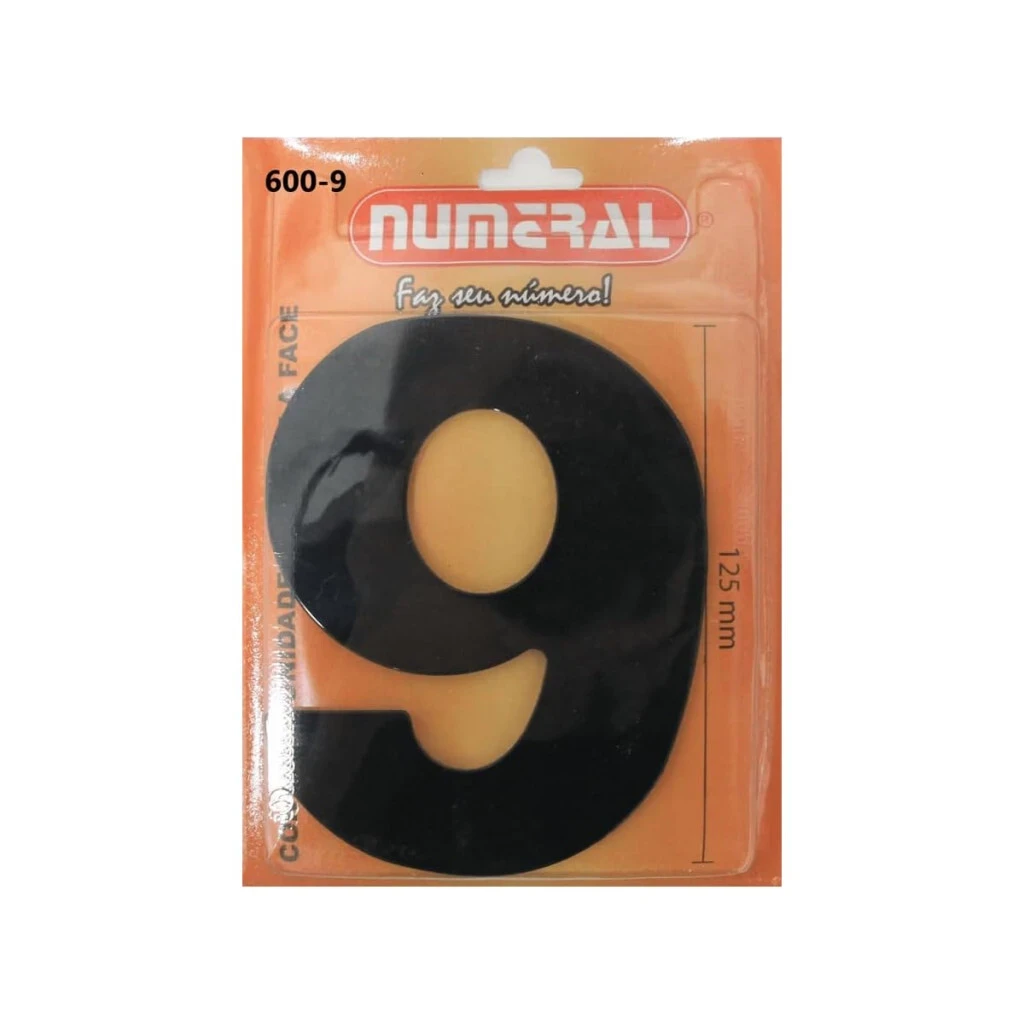Numero 125mm Acm Preto N.09 Numeral