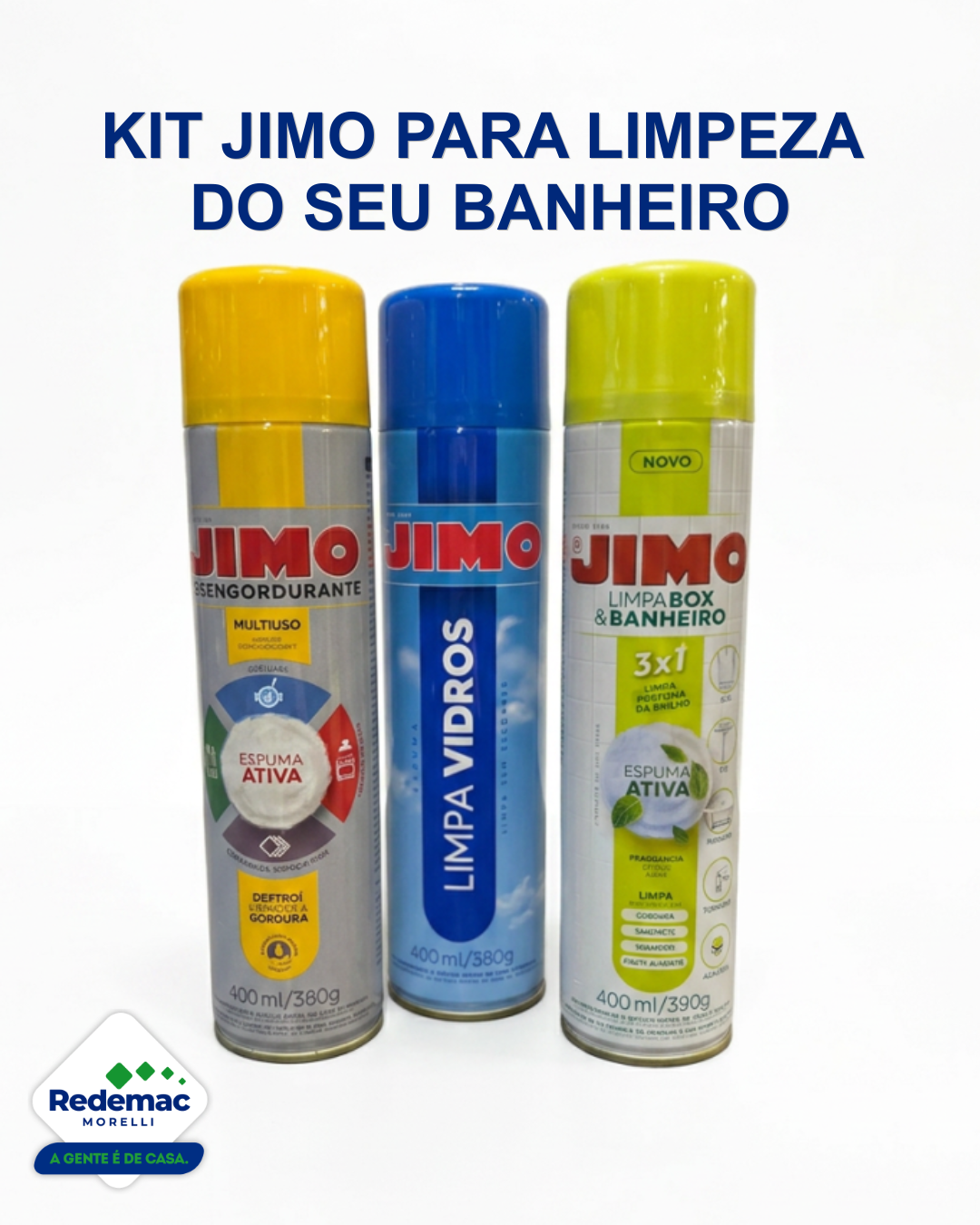 Kit Desengord + Limpa Box + Limpa Vidros Jimo