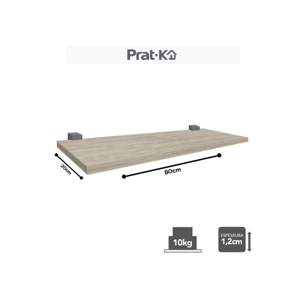 Prateleira Prat-k Nogueira 1,2x20x80cm Suporte Cinza (me Leve)