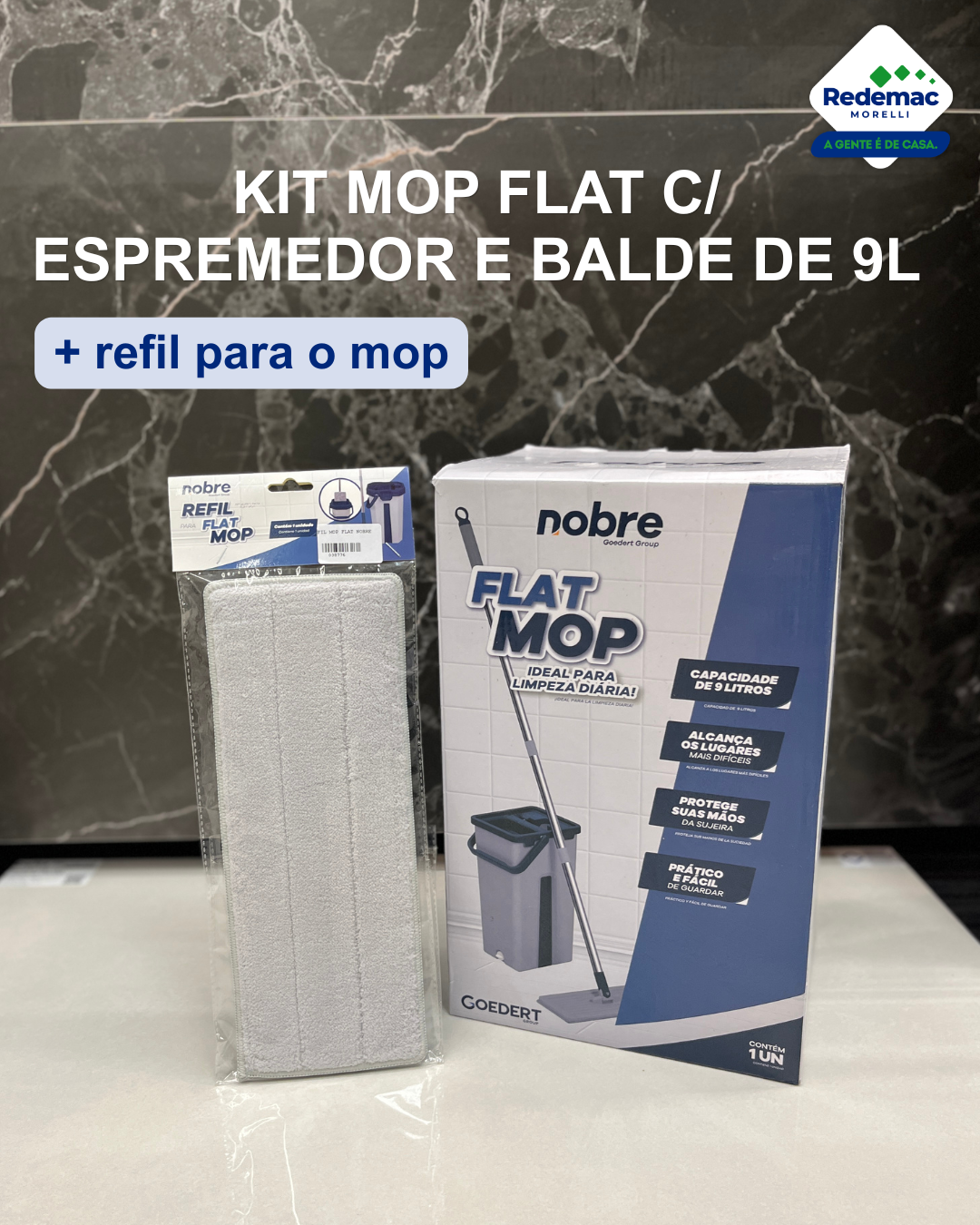 Kit Esfregao Mop Flat + Refil Mop Flat