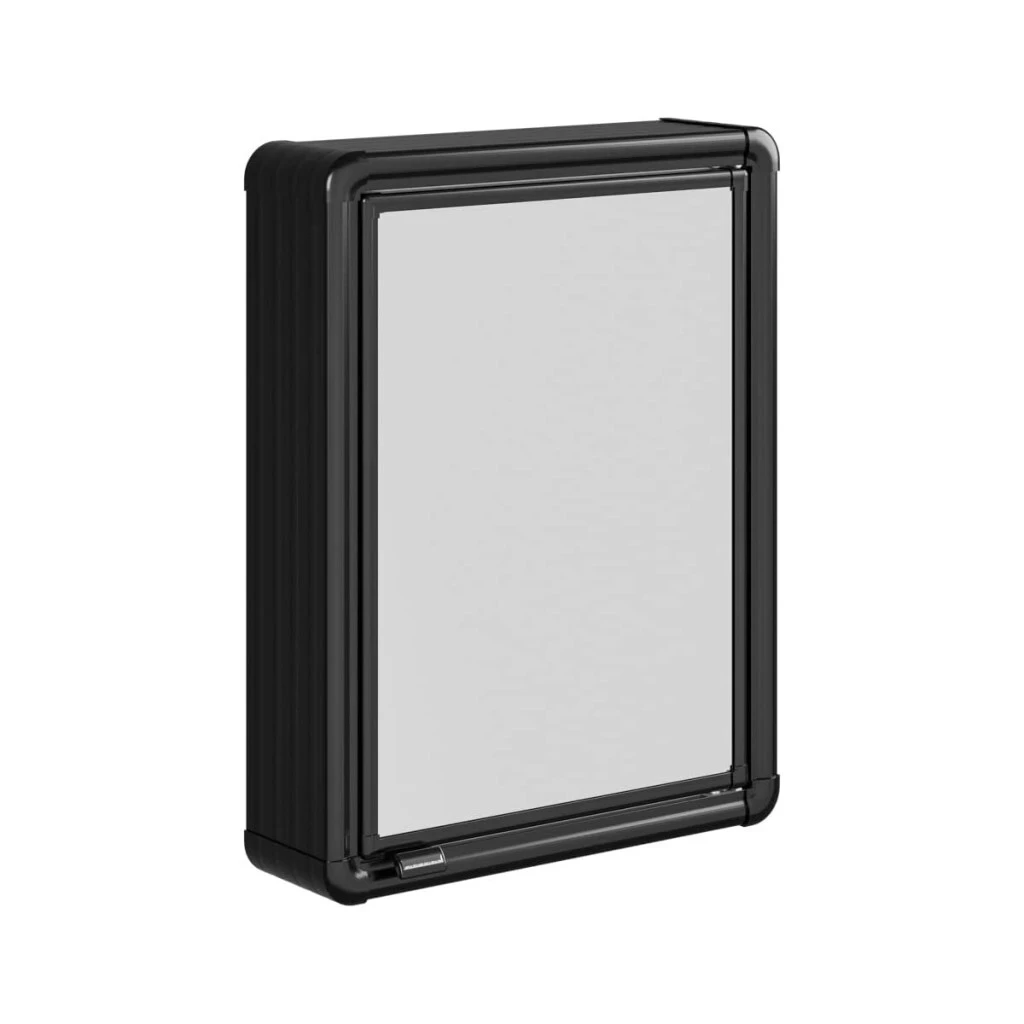 Armário Plástico com Perfil em Alumínio de Sobrepor 1 Porta 35x45cm Preto