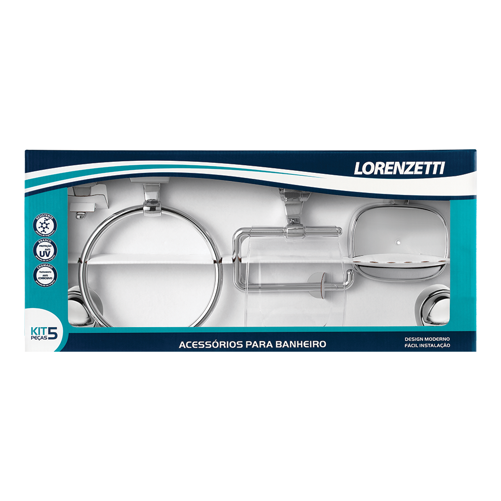 Kit Banheiro Attic 2000 F22 5 Peças Cromado - Lorenzetti