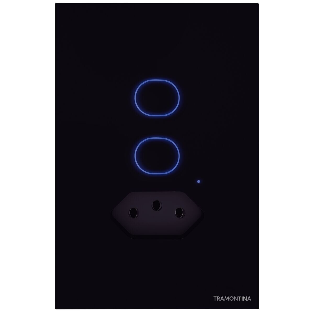 Interruptor Inteligente Onne Smart Touch com 2 Teclas e 1 Tomada 2p+t 10a Bivolt Preto  - Tramontina