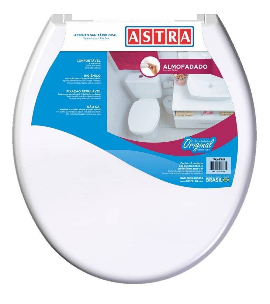 Assento Sanitário Almofadado Oval Branco - Astra